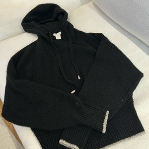 H&M hoodie with white trim and detailed strings